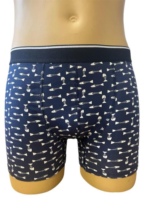 Boxeri de barbati veseli ,imprimeu peste ,culoare bleumarin ,En-gros